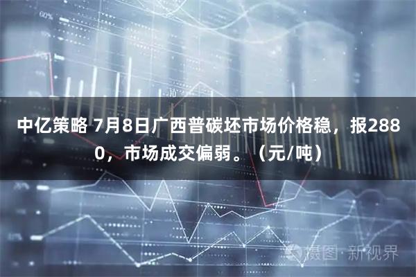 中亿策略 7月8日广西普碳坯市场价格稳，报2880，市场成交偏弱。（元/吨）