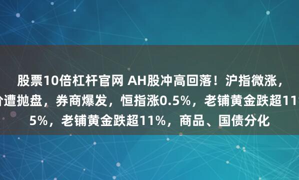 股票10倍杠杆官网 AH股冲高回落！沪指微涨，多只权重股尾盘竞价遭抛盘，券商爆发，恒指涨0.5%，老铺黄金跌超11%，商品、国债分化
