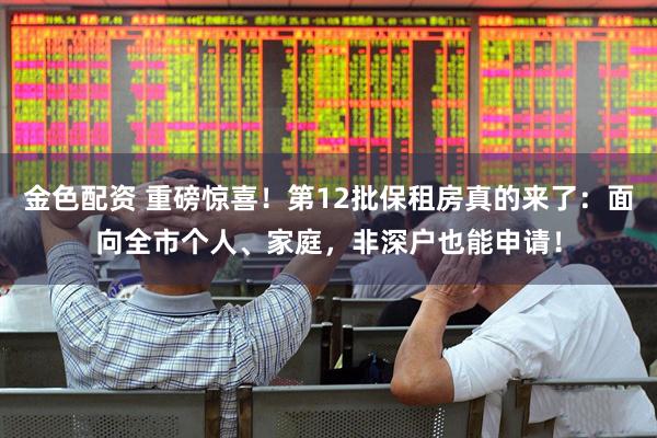 金色配资 重磅惊喜！第12批保租房真的来了：面向全市个人、家庭，非深户也能申请！